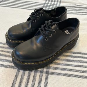 Dr. Martens 1461 Quad Polished Smooth Black Platform Retro Docs Mens 9/Womens 10